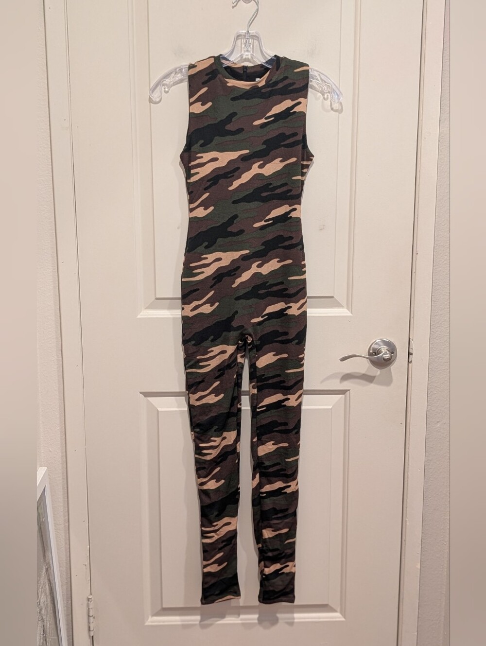 naked wardrobe Women's Sleeveless Camo Jumpsuit - Olive, Tan, Black